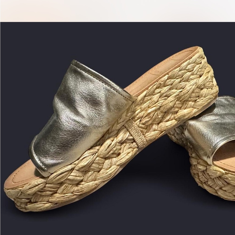 Dolce Vita Silver Metallic Slide Espadrille Wedge - Picture 2 of 4